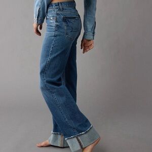 AE stretch, high waisted stovepipe, cuffed jeans